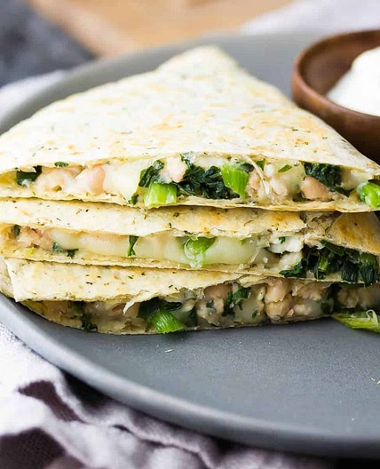 White Bean & Spinach Quesadillas (Freezer Friendly)