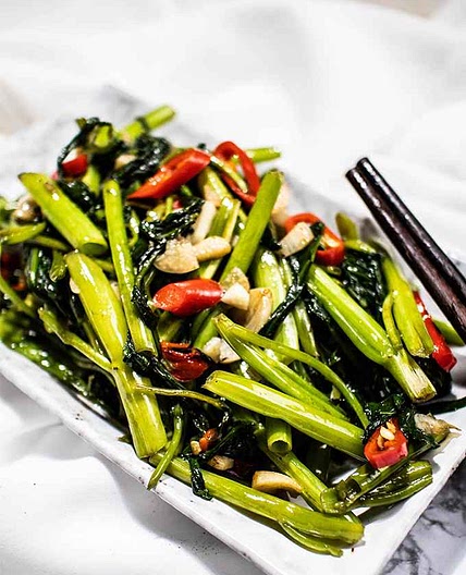 Chinese Water Spinach with Garlic and Chili