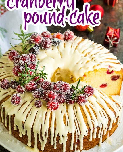 WHITE CHOCOLATE CRANBERRY BUNDT CAKE {POUND CAKE}