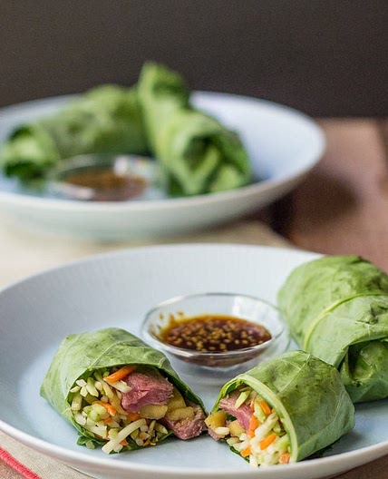 Steak and Mango Collard Wraps