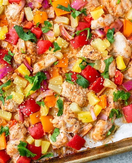 Hawaiian Chicken Sheet Pan Meal (Whole30, Paleo, Low Carb)