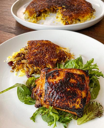 Saffron Lemon Chicken with Persian Saffron Rice