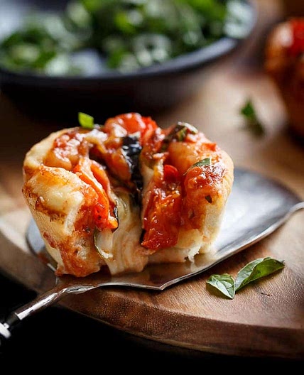 Mini Caprese Deep Dish Pizzas