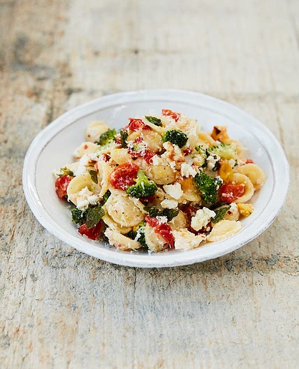 Baked ricotta & tomato orecchiette with broccoli, fresh oregano & chilli
