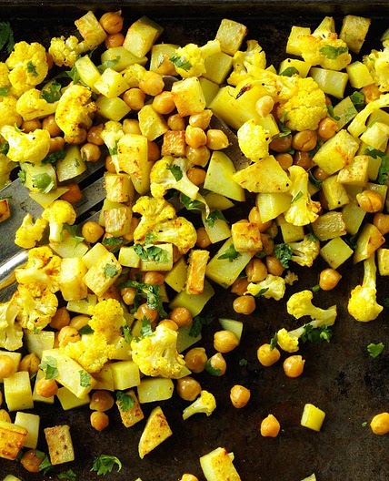Roasted Curried Chickpeas and Cauliflower