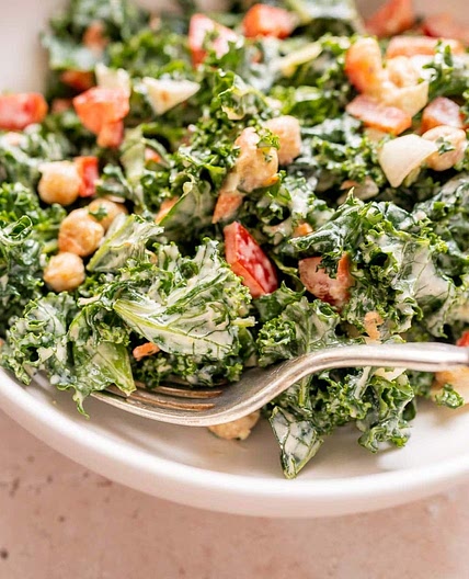 Chickpea Kale Salad with Tahini Dressing