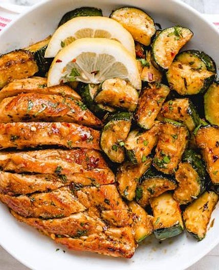 Asado Chicken Breast with Sauteed Lemon Zucchini