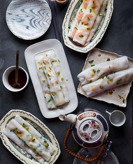 Homemade Cheung Fun (Steamed Rice Noodle Rolls)- 5 Ways