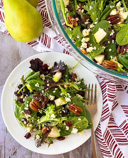 Candied Pecan and Cranberry Pear Salad