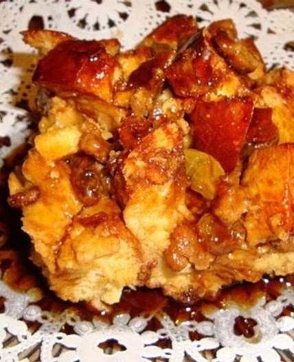 Apple and Sausage French Toast Casserole with Cinnamon Syrup