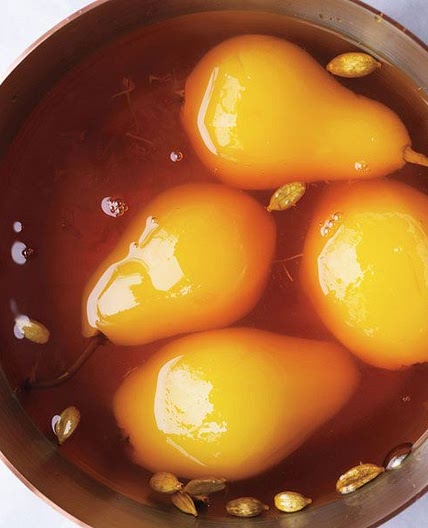Poached Pears with Cardamom and Saffron