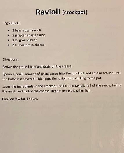Crock pot ravioli