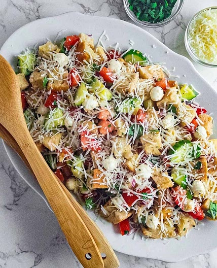 Panzanella Salad with Fresh Mozzarella