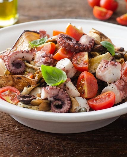 Insalata di polpo freddo e melanzane