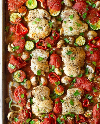 Low Carb Sheet Pan Chicken Cacciatore