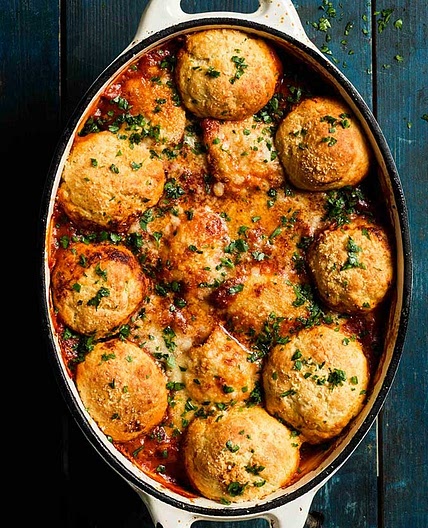 Chicken arrabbiata stew & parmesan dumplings