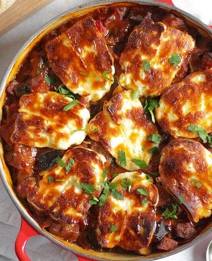 Mediterranean Tomato and Halloumi Bake