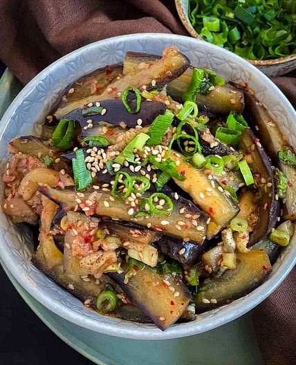 Korean Steamed Eggplant Side Dish - Gaji Namul