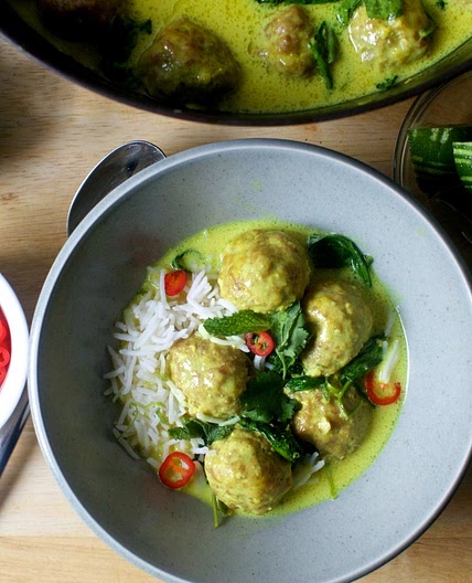 Braised Ginger Meatballs in Coconut Broth