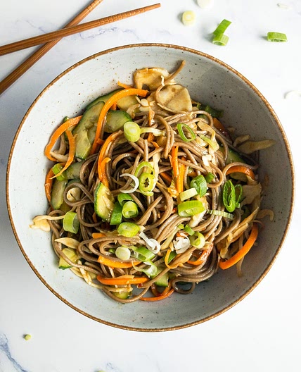 Cold Soba Noodle Salad with Ginger Soy Dressing