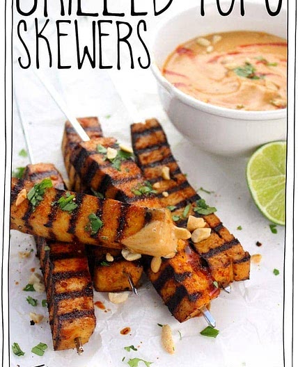 Grilled Tofu Skewers with Spicy Peanut Sauce