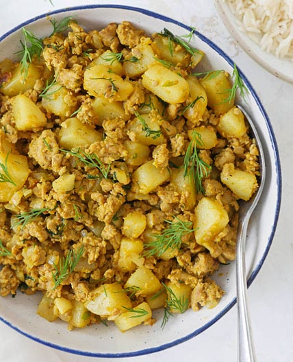 Spicy Garlic Dill Ground Turkey and Potatoes