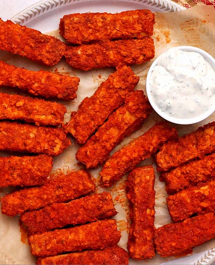 Crispy Vegan Buffalo Tofu