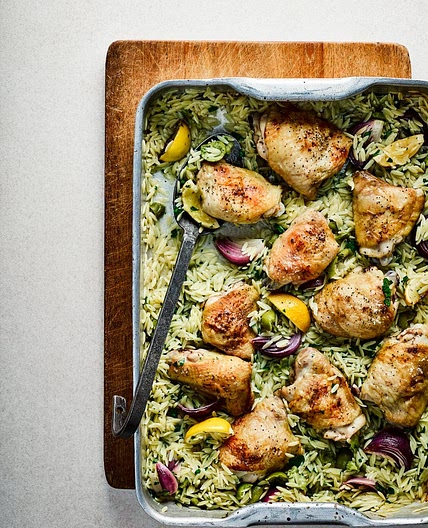 Lemon chicken with orzo
