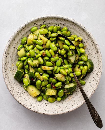 Edamame Salad with Smashed Cucumbers