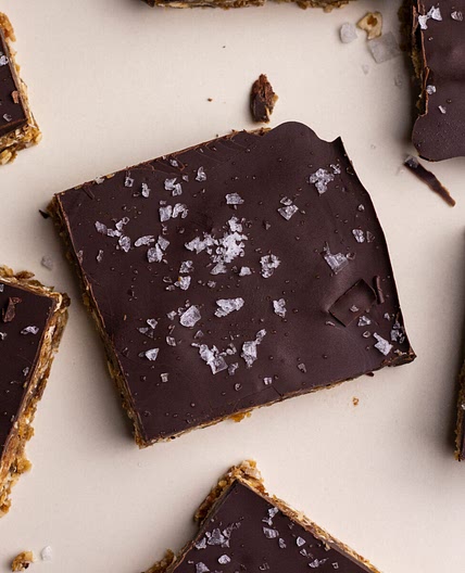 Tahini Oatmeal Date bars with Dark Chocolate