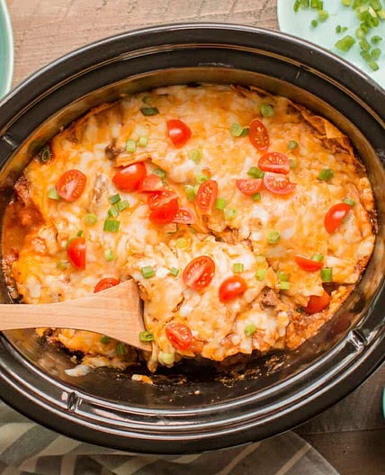 Slow Cooker Beef Enchilada Casserole
