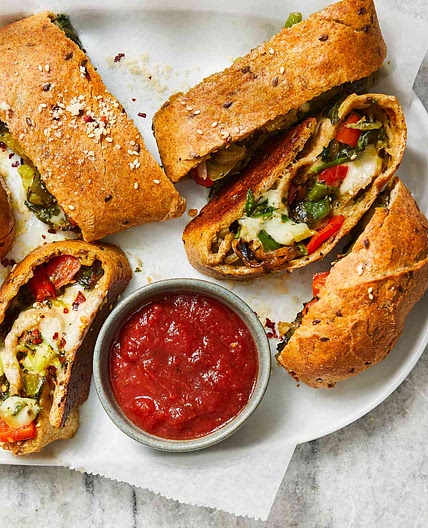 Pepper, Pesto & Spinach Stromboli