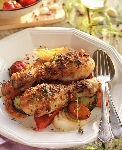 Muslos de pollo con costra de especias