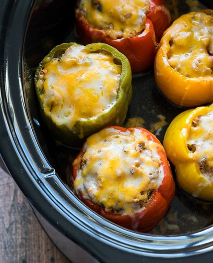 Slow Cooker Steakhouse Stuffed Peppers