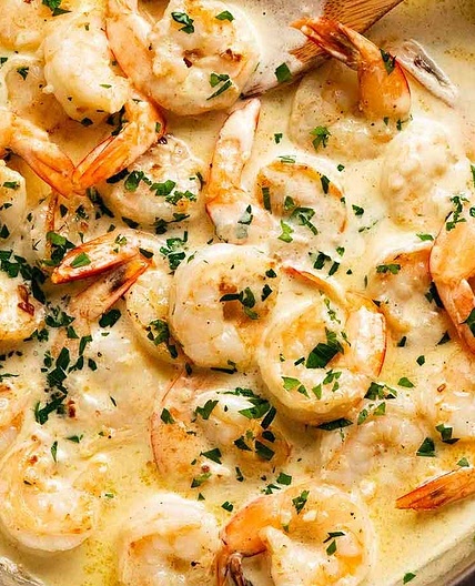 Creamy Garlic Prawns (Shrimp)