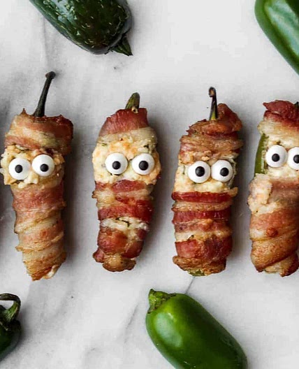 bacon wrapped jalapeno popper mummies