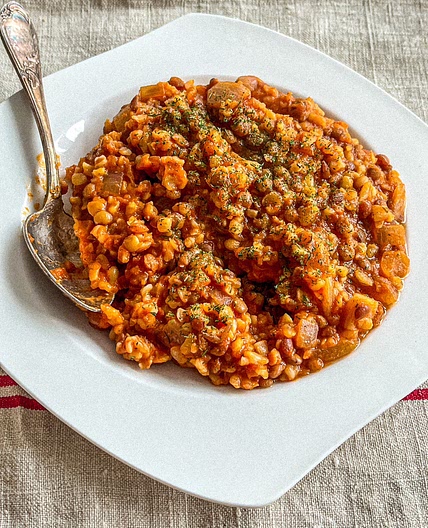 Turkish Pilaf with Bulgur and Lentils