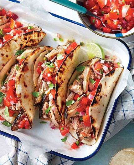 Slow-Cooker Pork Tacos with Fresh Tomato Salsa Recipe