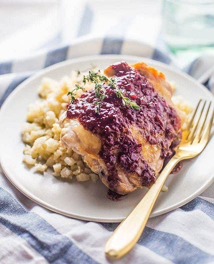 5-Ingredient Whole30 Chicken Thighs with Raspberry-Balsamic Sauce (Paleo)