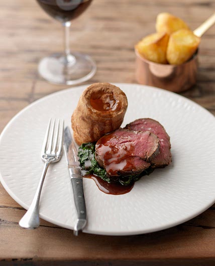 Tom Kerridge's treacle-Cured Beef, Roast Potatoes and Yorkshire Puddings Recipe