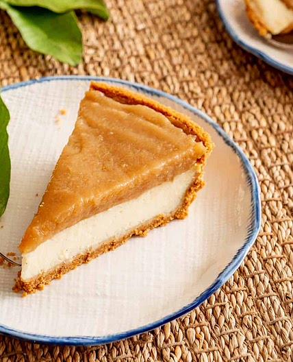 Vanilla, ricotta cheesecake and guava paste tart