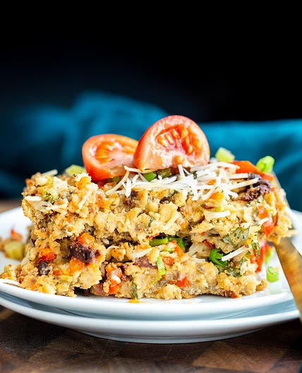 Savory Pizza Oatmeal Bake