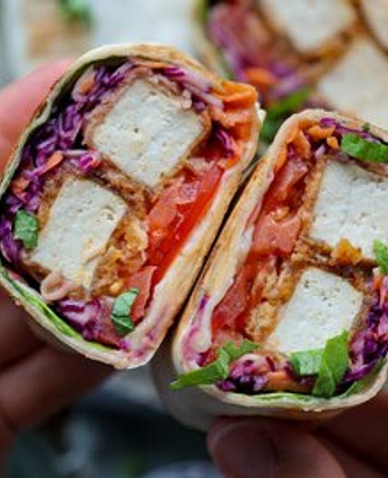 Vegan 'Honey' Mustard Tofu Wraps