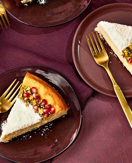 Pretty and Festive White Chocolate Pomegranate Cheesecake
