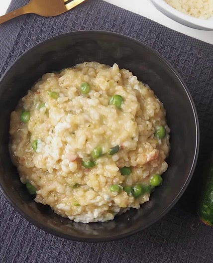 Thermomix Zucchini, Pea and Bacon Risotto