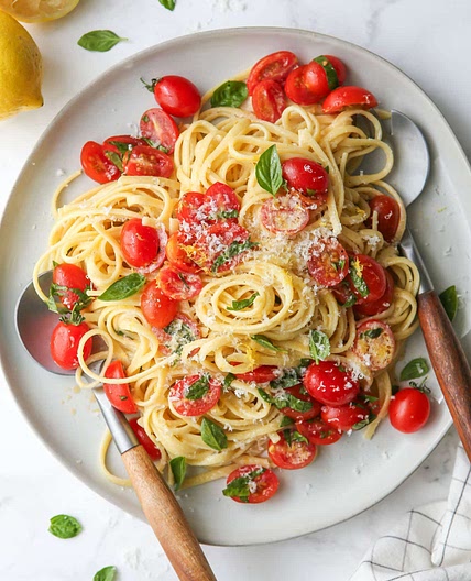 Lemon Pasta with Tomatoes and Basil