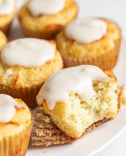 Keto Lemon Pound Cake Muffins with Lemon Glaze