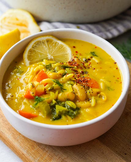 White Bean Soup with Lemon and Orzo