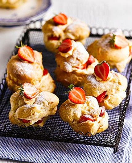 Strawberry & white chocolate choux buns