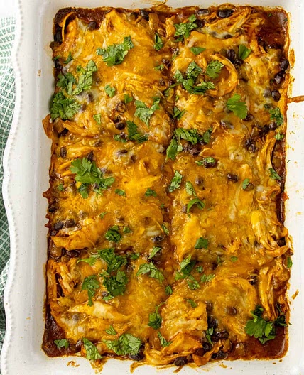 Saucy Chicken Enchilada Casserole